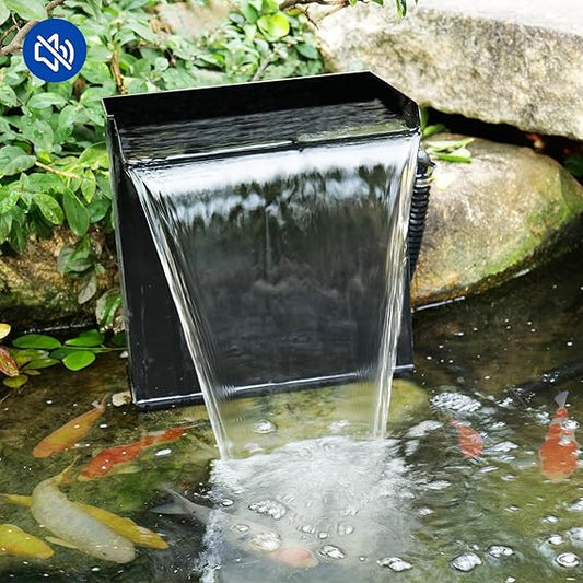 POPOSOAP 55W Pond Waterfall Spillway with Water Pump, 304 Stainless Steel Waterfall Kit with 9.8FT Corrugated Tube, Pond Waterfall Box for Outdoor Pond Waterfall Setup Waterfall System Garden Decor
